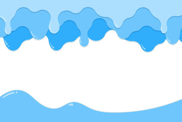 フレーム素材_垂れた液体_水色