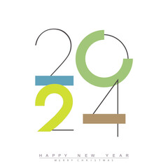 Happy new year 2024 design with unique numbers. Premium vector design for poster, banner, greeting and new year 2024 celebration. Vector