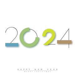 Happy new year 2024 design with unique numbers. Premium vector design for poster, banner, greeting and new year 2024 celebration. Vector