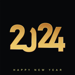 Happy new year 2024 design with unique numbers. Premium vector design for poster, banner, greeting and new year 2024 celebration. Vector