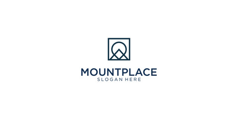 Creative mount location logo design with unique concept| Mount logo| premium vector