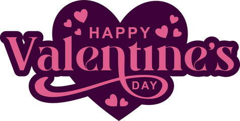 Happy valentines day lettering with heart vector illustration