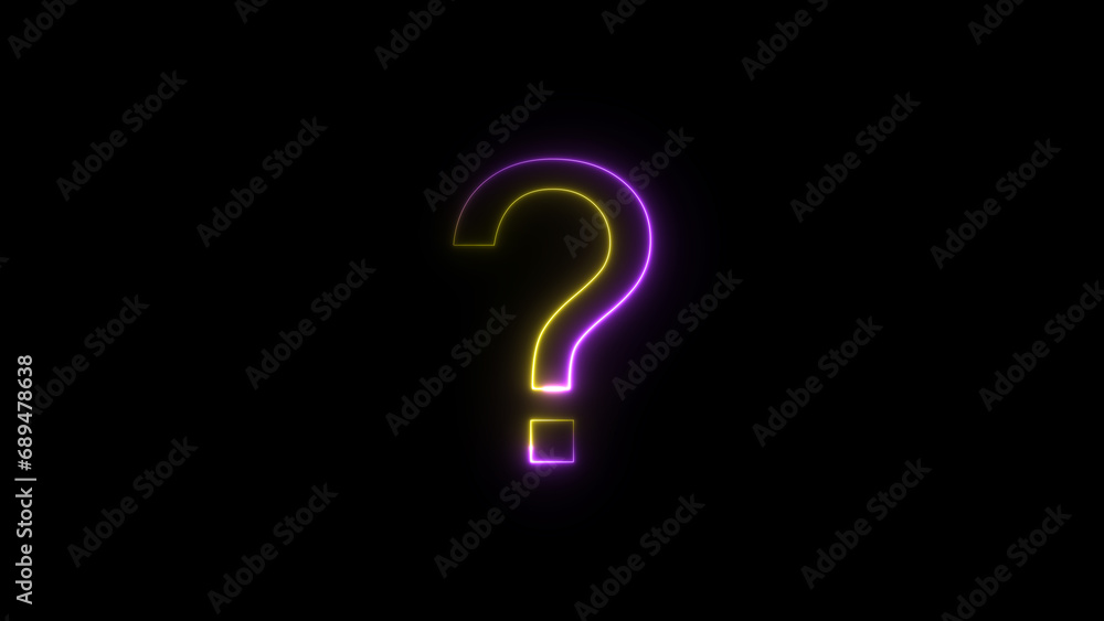 Poster neon question mark. neon sign in the shape of a question mark. glowing neon question sign, outline q