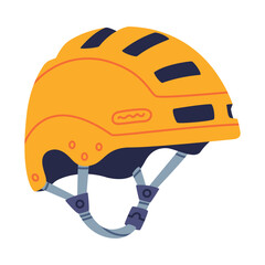 Yellow Helmet with Strap as Climbing Equipment Vector Illustration