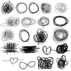 Abstract Line Scribbles Set Colllection