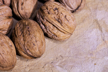 walnuts on wooden background