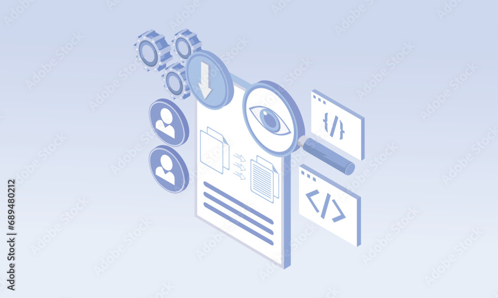 Poster 3d minimal content management system vector concept.on pastel blue background.3d vector icon for tec