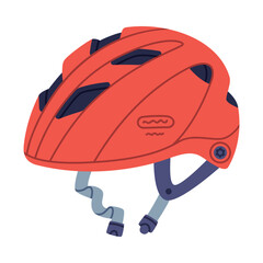 Red Helmet with Strap as Climbing Equipment Vector Illustration