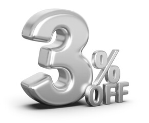 Special 3 Percent Off Sale - Silver 3d Number Percent Off