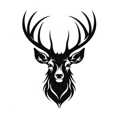 Wildlife Forest Animal Portrait Logo - Vector Illustration of a Majestic Deer Head with Horns
