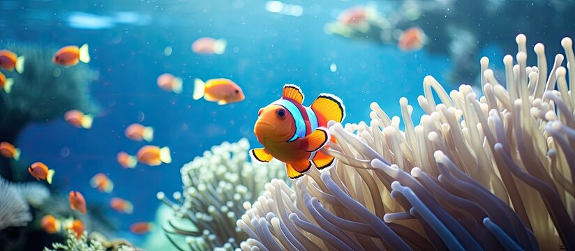 Clown fish and anemones have a symbiotic relationship while swimming.