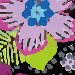 Watercolor, Various Flowers, Rooster, Beautiful Wedding Illustration