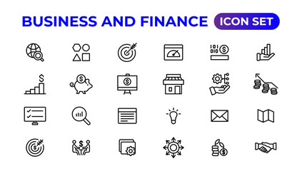 Business and finance icon set. Business and corporation vector icon.Money, investment, teamwork, meeting, partnership, meeting, work success.