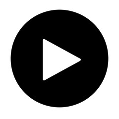 video player button icon isolated on white play music start audio black circle and white color...