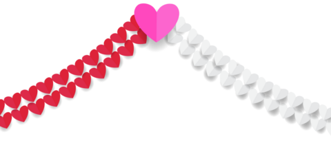 Paper cut heart shape flying to Celebration party background Vector illustration for Valentine's day design