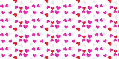 Paper cut heart shape seamless pattern on white background Vector illustration for Valentine's day design