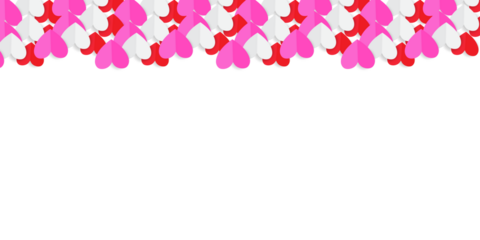 Paper cut heart shape flying to Celebration party background Vector illustration for Valentine's day design