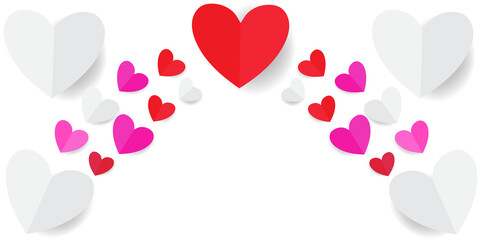 Paper cut heart shape flying to Celebration party background Vector illustration for Valentine's...