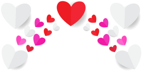 Paper cut heart shape flying to Celebration party background Vector illustration for Valentine's day design