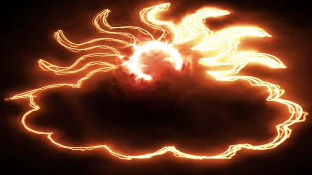 Burning Sun abd Cloud - Concept of Global Warming - 4k