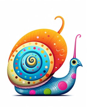 a colorful snail with a long tail