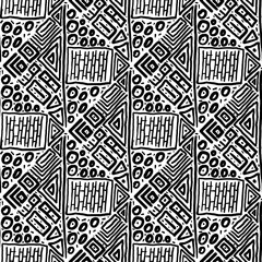 Seamless black and white pattern of abstract elements