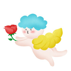 Cupid with rose 