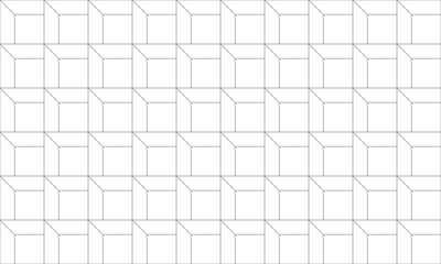 Grey line 3d square grid seamless pattern. Vector Repeating Texture