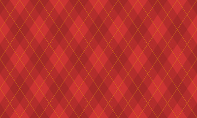 Christmas argyle seamless pattern with red diamond shapes. Argyle Pattern. Vector Repeating Textures.
