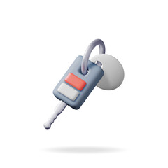 3D Car Keys Isolated on White. Render Electronic Car Key with Alarm System. Keychain for Vehicle. Security Remote Door Open Device. Realistic Vector Illustration