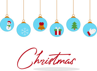 christmas party background with hanging ball decoration