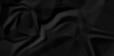 Dark black craft wrinkly paper crumpled texture. black fabric textured crumpled grunge paper background. panorama black paper texture background, crumpled pattern texture background.