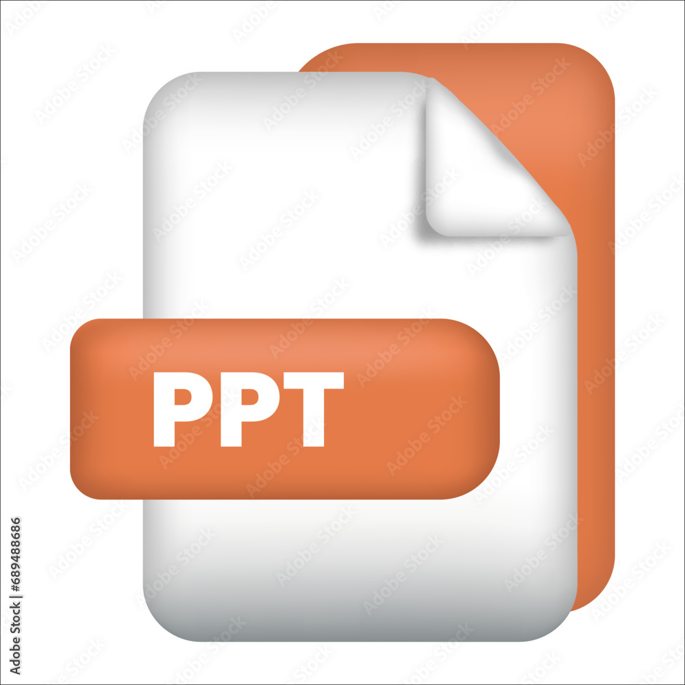 Aufkleber ppt file format icon. ppt file format 3d render icon with white background. ppt file format document