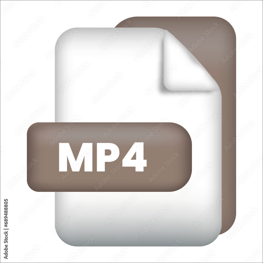 Fototapete MP4 file format icon. MP4 file format 3d render icon with transparent background. MP4 file format document color icon vector