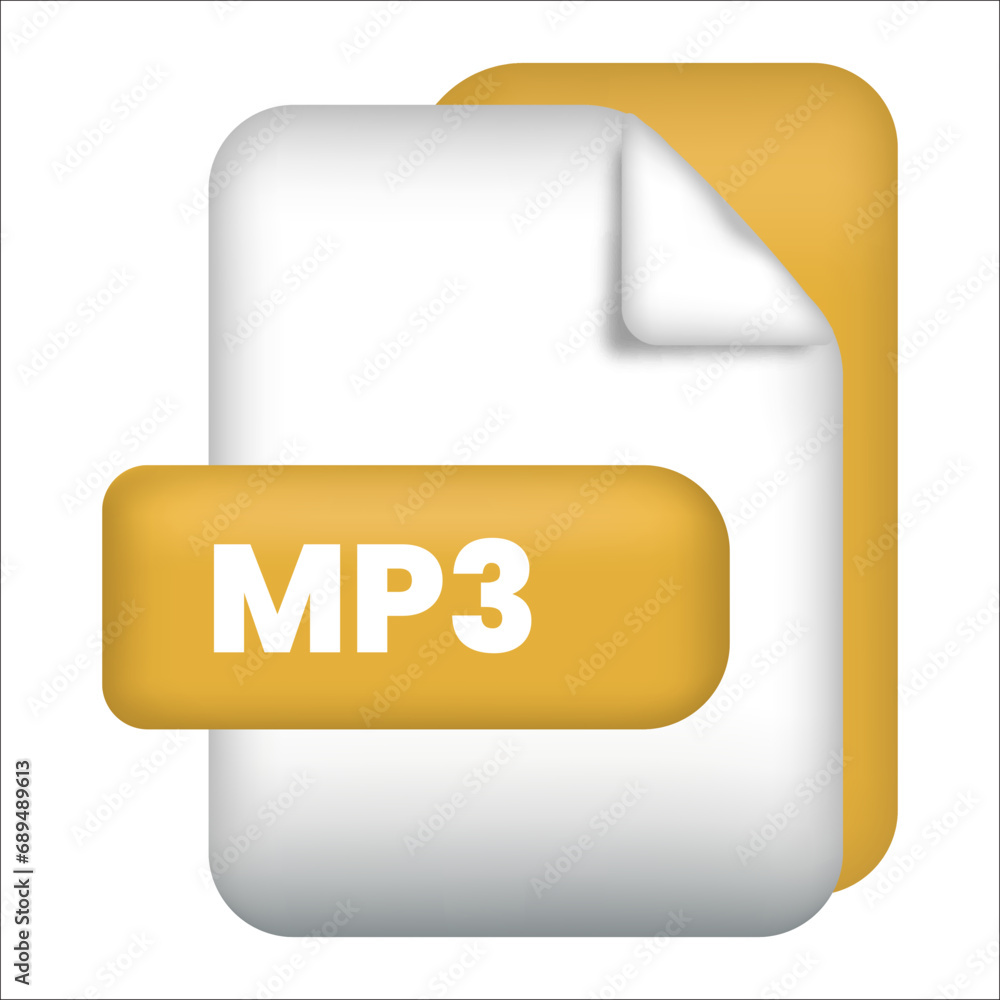 Poster mp3 file format icon. mp3 file format 3d render icon with transparent background. mp3 file format do