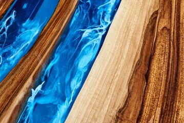 Texture of a wooden table with epoxy resin.