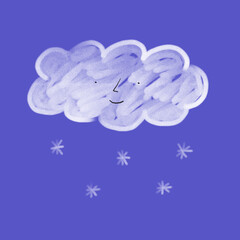 snowy weather cloud with snowflakes on a blue background