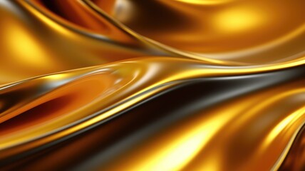 The close up of a glossy metal surface in gold color with a soft focus. Generative AI AIG30....