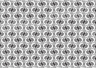 Background pattern featuring a black and white symmetrical design. It resembles a stylish wrapping paper or fabric.