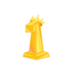 number one 3d gold with crown  vector element  design