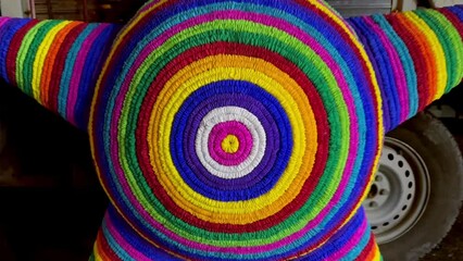 mexican piñata party hanging on blue and green background with multi-colored glitters celebrating birthday, christmas, party, party songs, figure in the shape of star and donkey, family fun