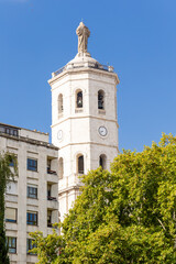Fototapeta na wymiar Valladolid, Spain - October 13, 2023: view of the cathedral tower of the city center of Valladolid, Spain