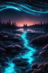 Fototapeta premium landscape with moon