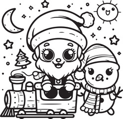 Santa cartoon character at Christmas with his props