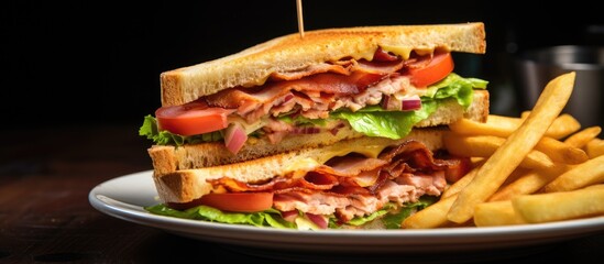 Delicious club sandwich close-up.