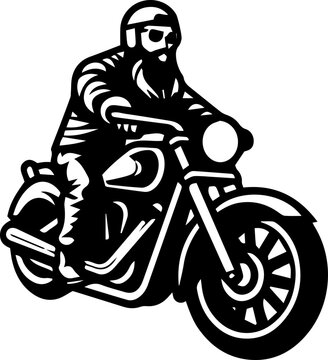 black and white biker riding motorcycle clip art preview