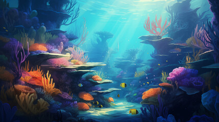 Underwater photograph displaying beautiful coral reefs