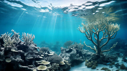 Underwater photograph displaying beautiful coral reefs