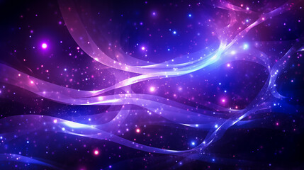 Fototapeta na wymiar Digital purple particles wave and light abstract background with shining dots stars. Purple, blue, navy, and pink modern copy space banner. Abstract bokeh sparkle graphic resource background by Vita