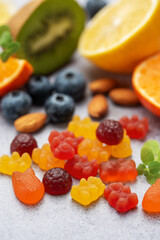 Chewable gummy vitamins and fruits